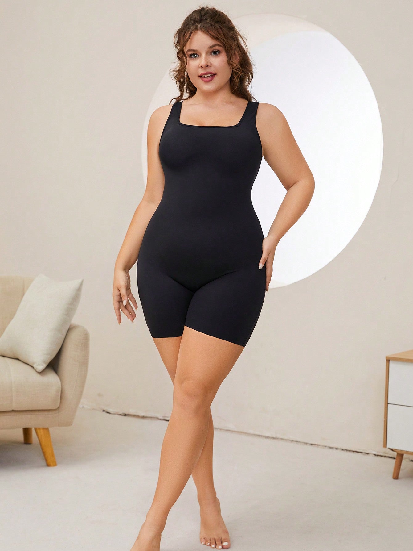 Women's Plus Size Stretchy Corset Unitard Romper With Tummy Control And Butt Lifter