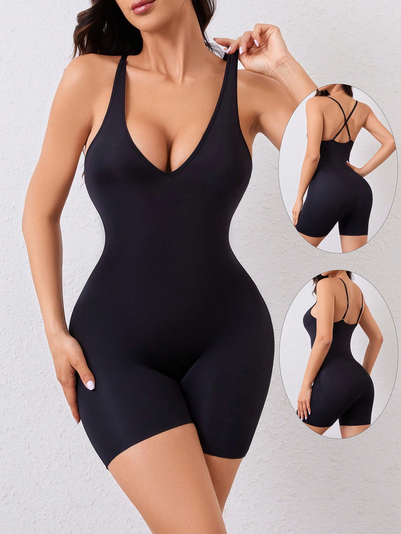 Solid Halter Neck Backless Shapewear Bodysuit