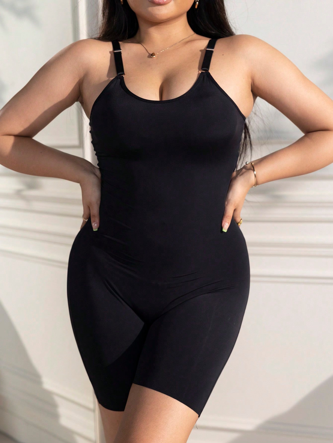 Plus Size Bow Detail Shapewear Medium Stretch Lightweight Bodysuit