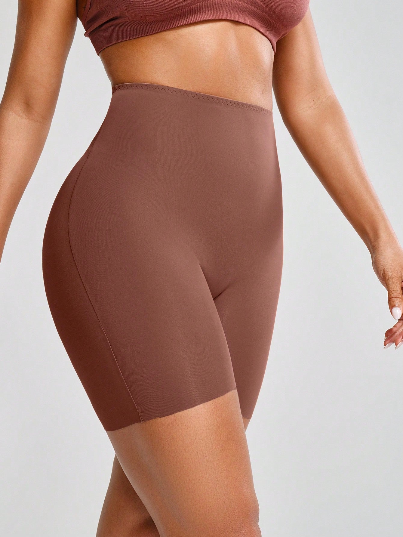 Seamless High-waisted Square Cut Ice Silk Safety Pants For Women, Anti-chafing And Tummy Control Leggings