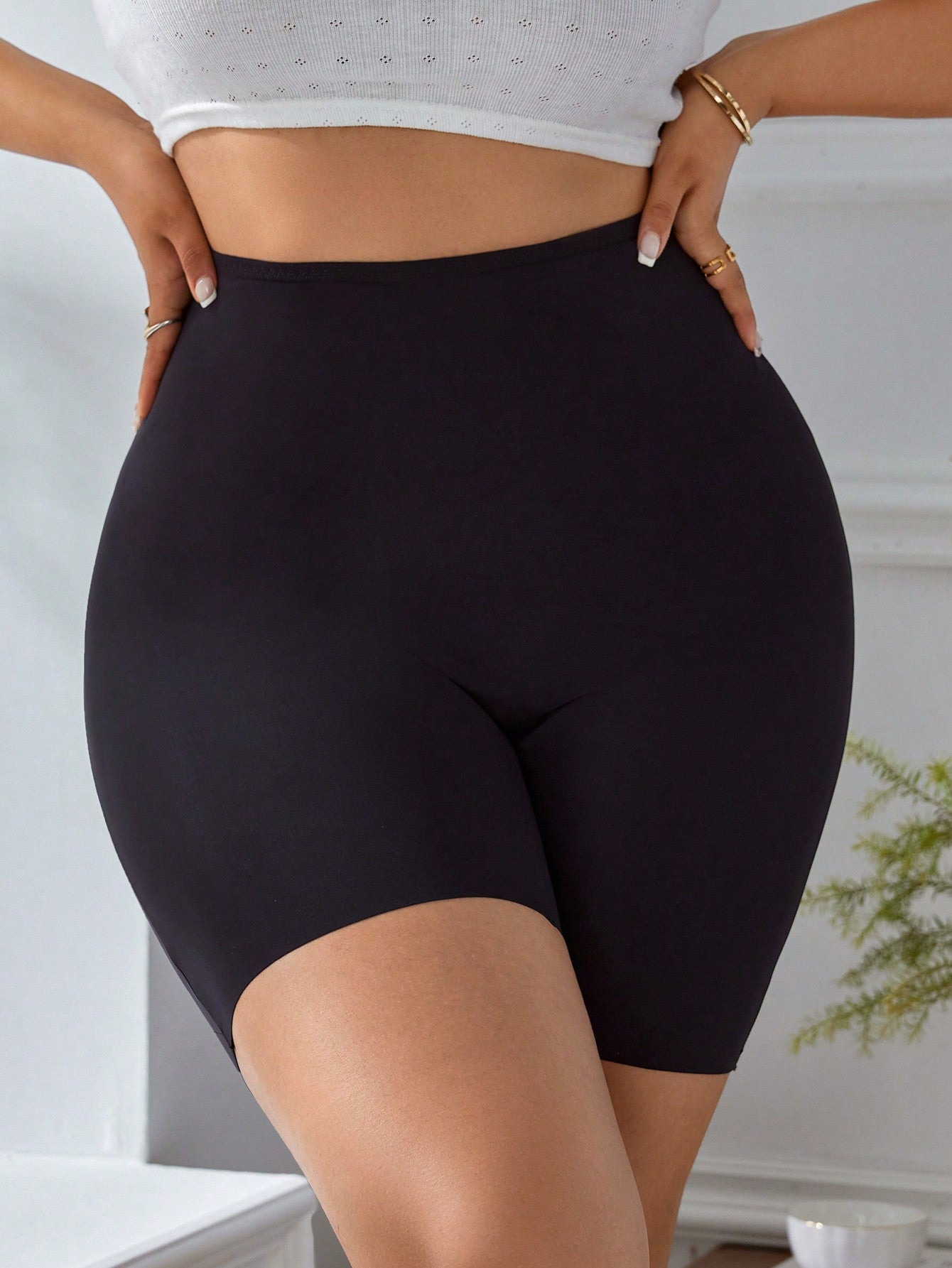 Plus Size Women's Long Four-Cornered Underwear Mid Waist Shorts Shapewear