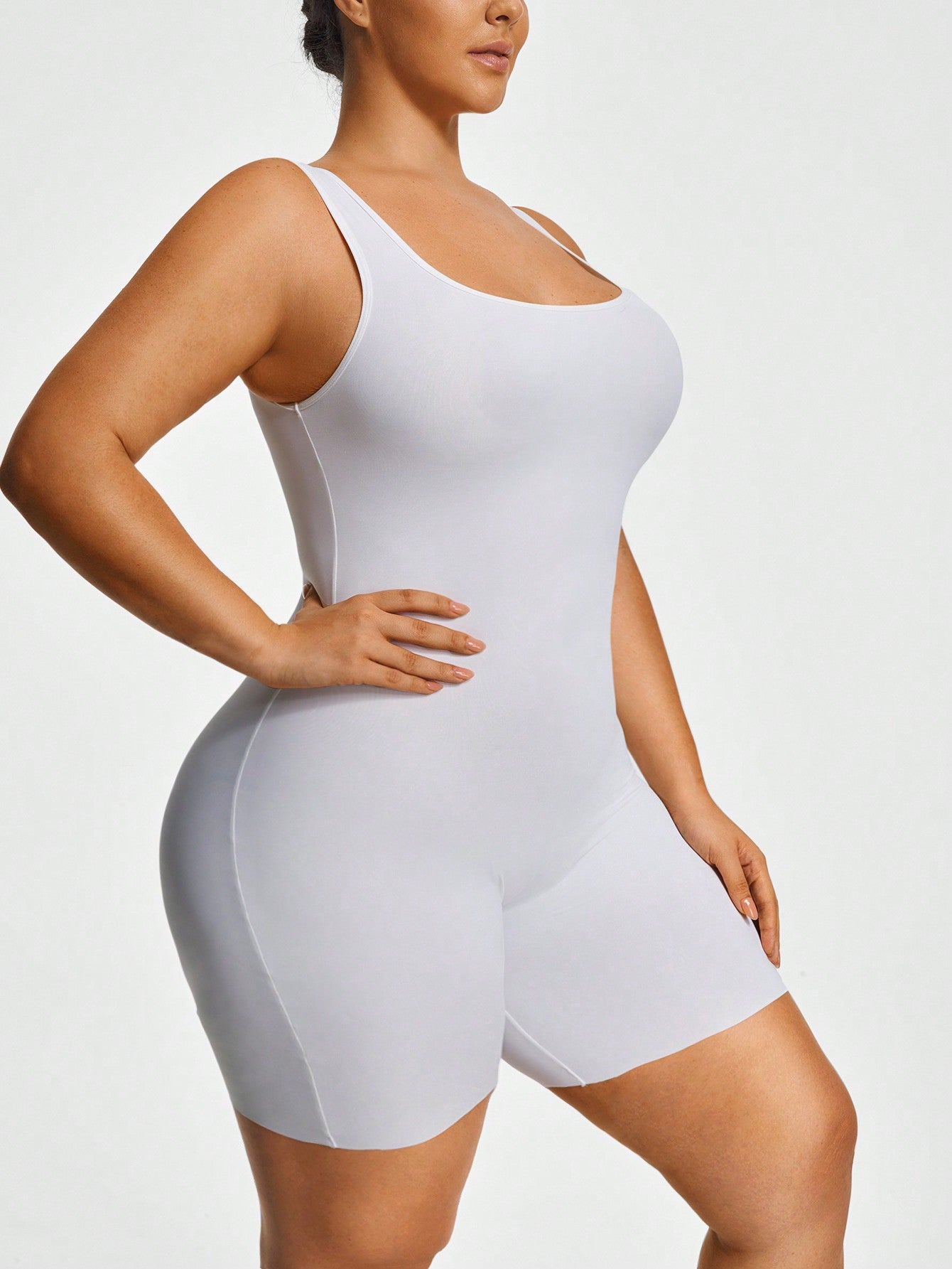 Women's Plus Size Stretchy Corset Unitard Romper With Tummy Control And Butt Lifter