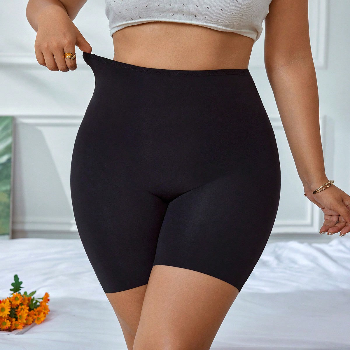 Plus Size Women's Long Four-Cornered Underwear Mid Waist Shorts Shapewear