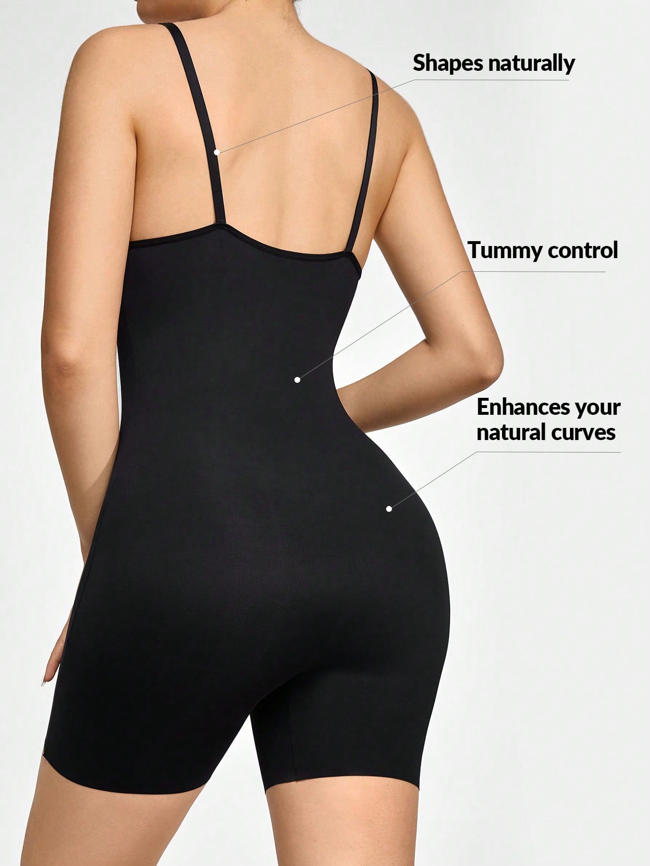 Low Back Black Shapewear Bodysuit Body Shaper Bust & Butt Lifter With Adjustable Straps-Tummy Waist Control