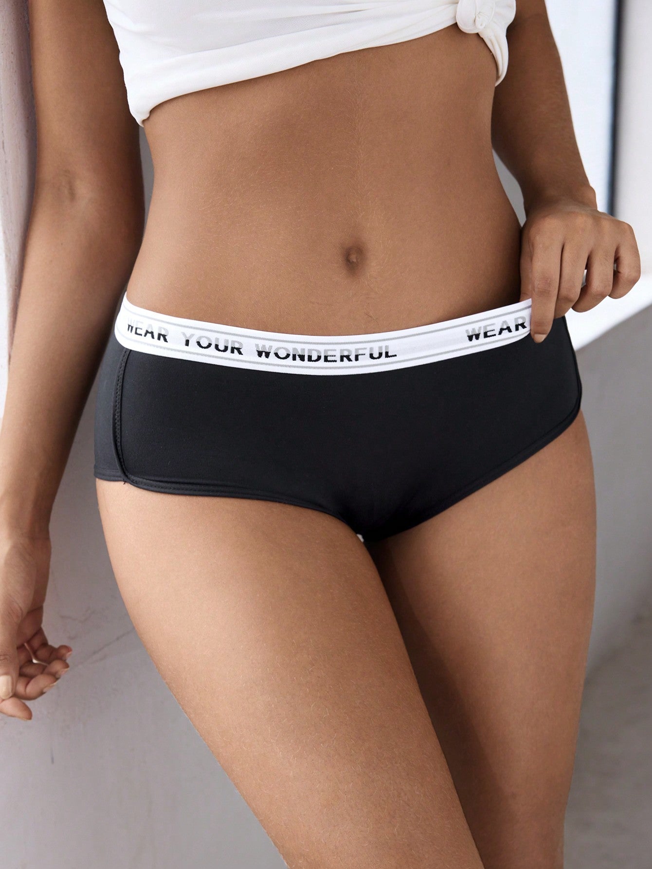 Women's Letter Tape Casual Boyshort Panties