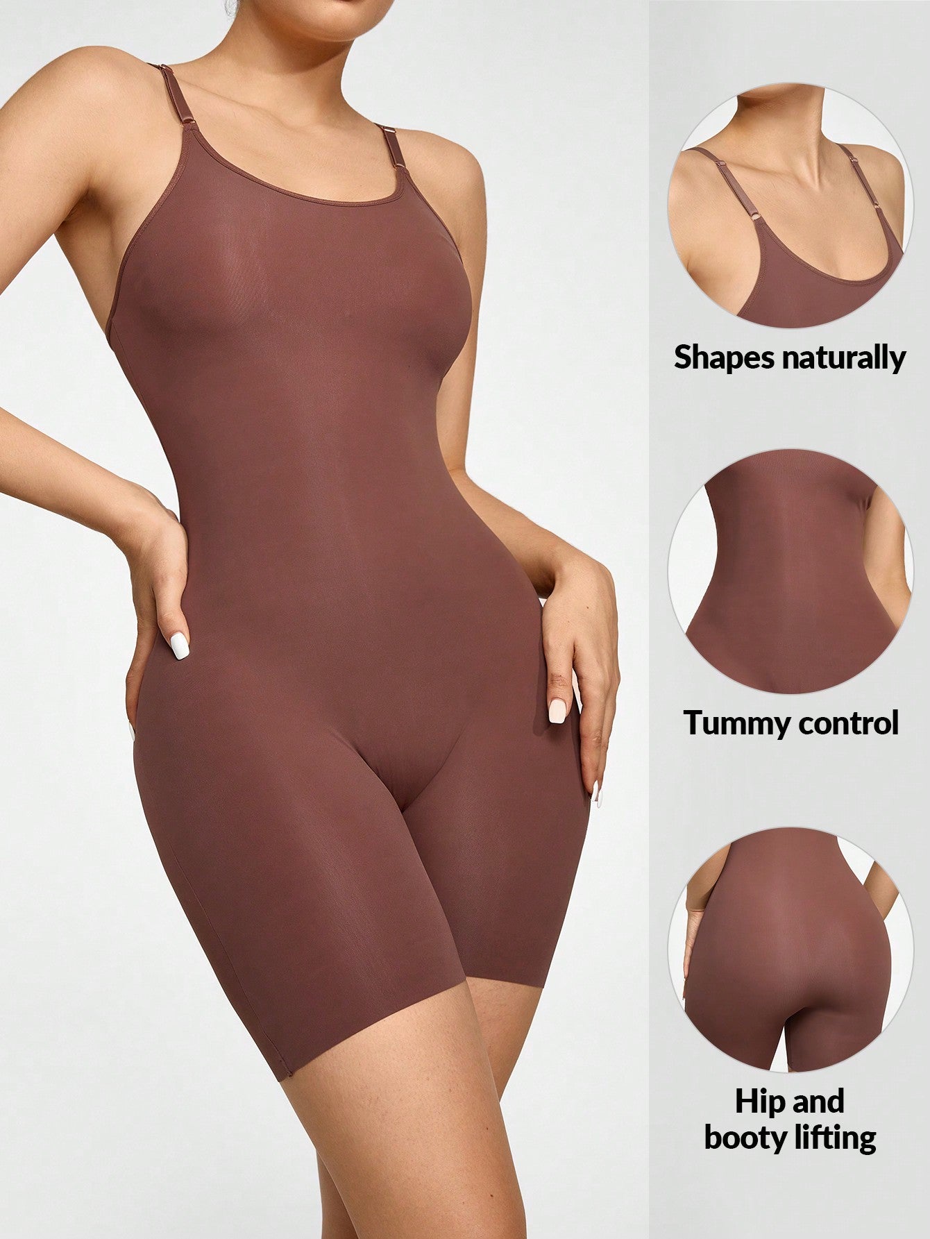 Low Back Black Shapewear Bodysuit Body Shaper Bust & Butt Lifter With Adjustable Straps-Tummy Waist Control