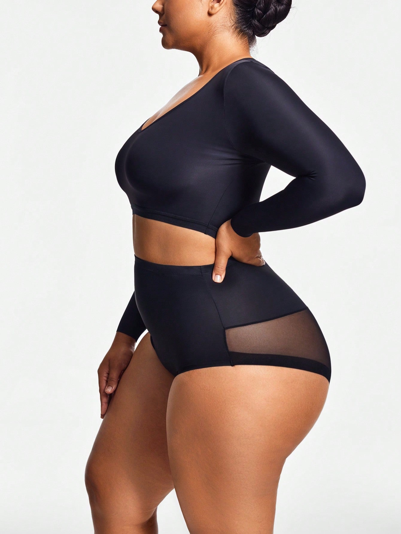 Plus Size  long sleeve short sun protection   Shapewear Bodysuits