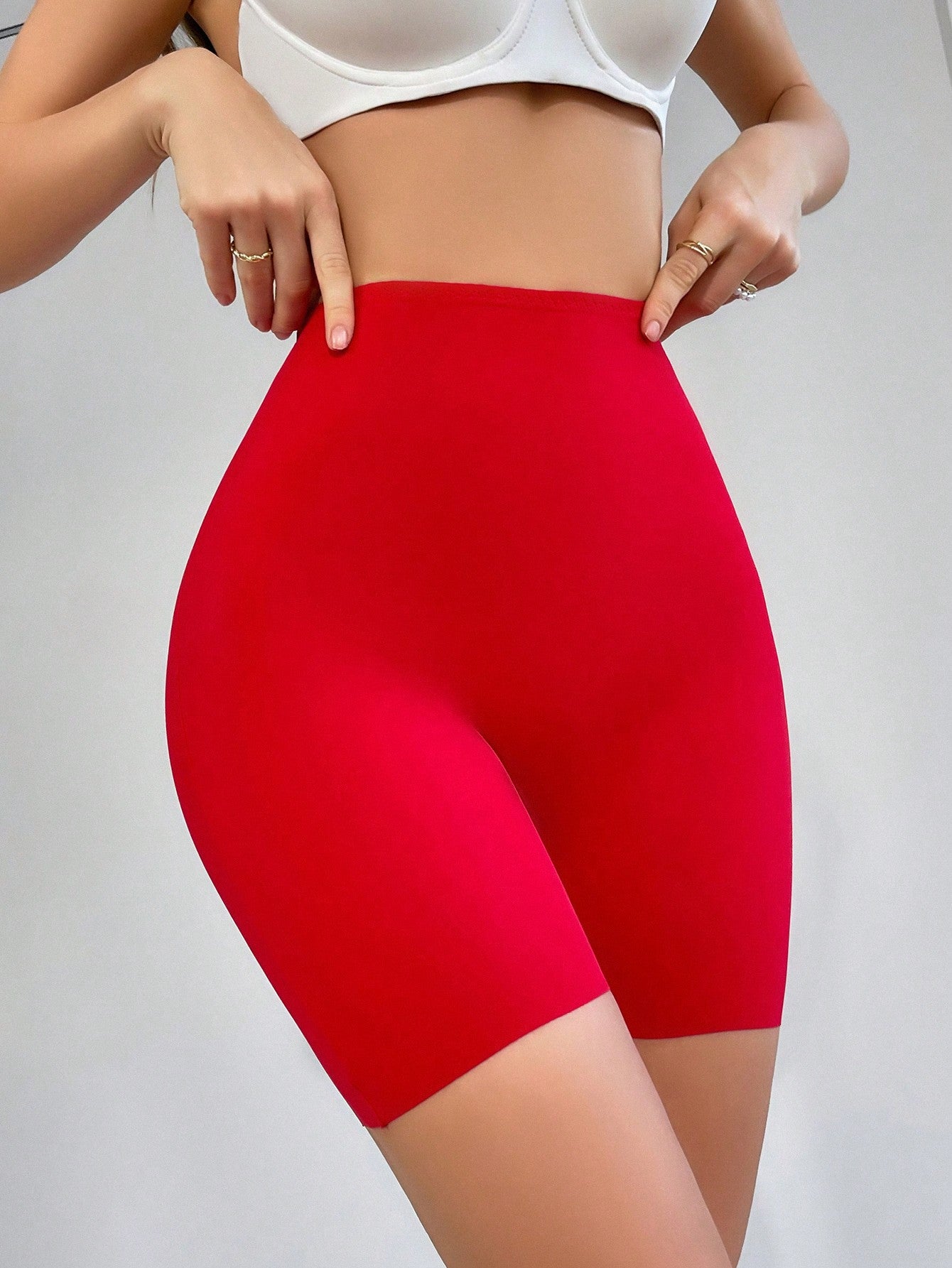 Seamless High-waisted Square Cut Ice Silk Safety Pants For Women, Anti-chafing And Tummy Control Leggings