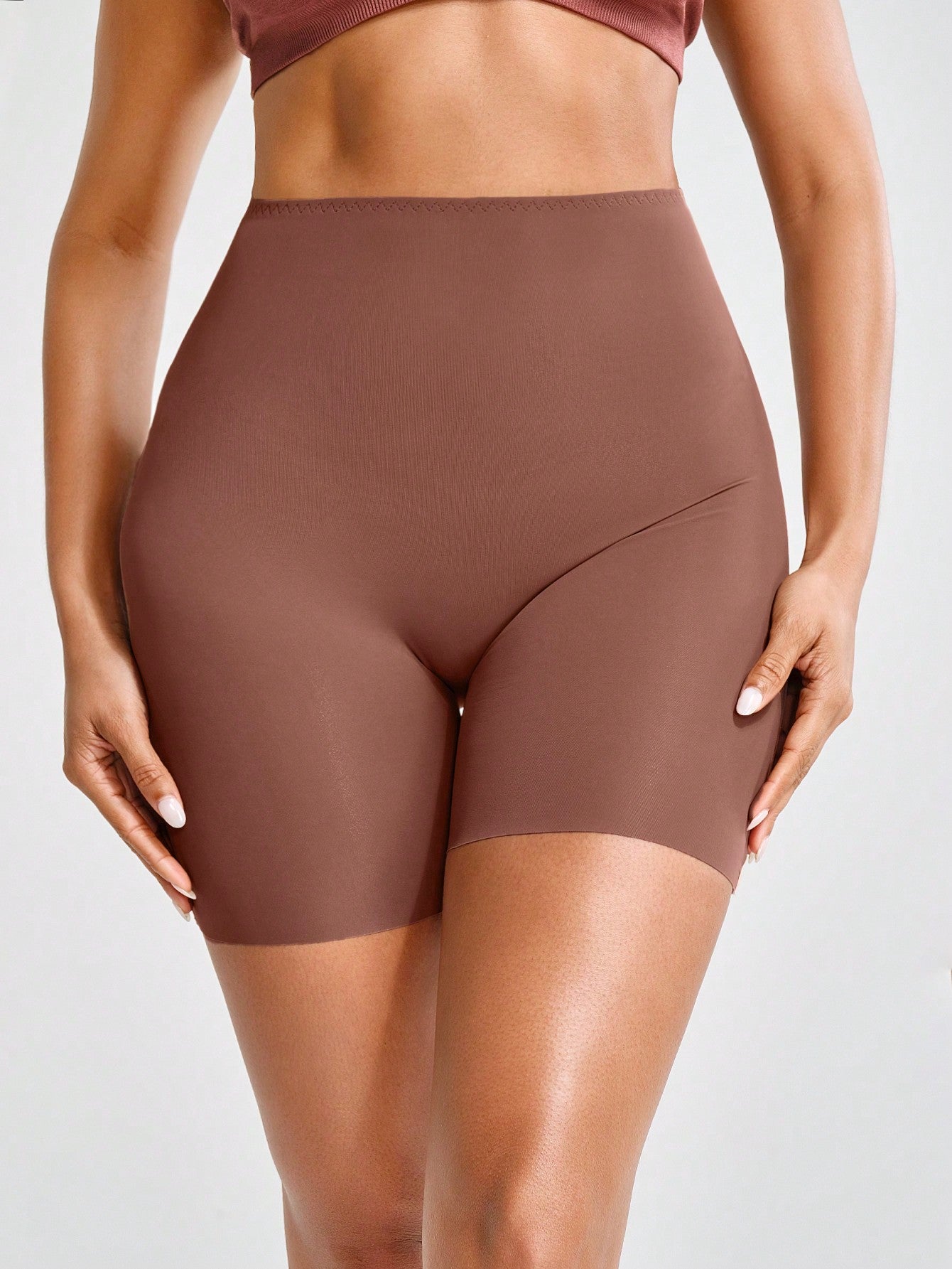 Seamless High-waisted Square Cut Ice Silk Safety Pants For Women, Anti-chafing And Tummy Control Leggings