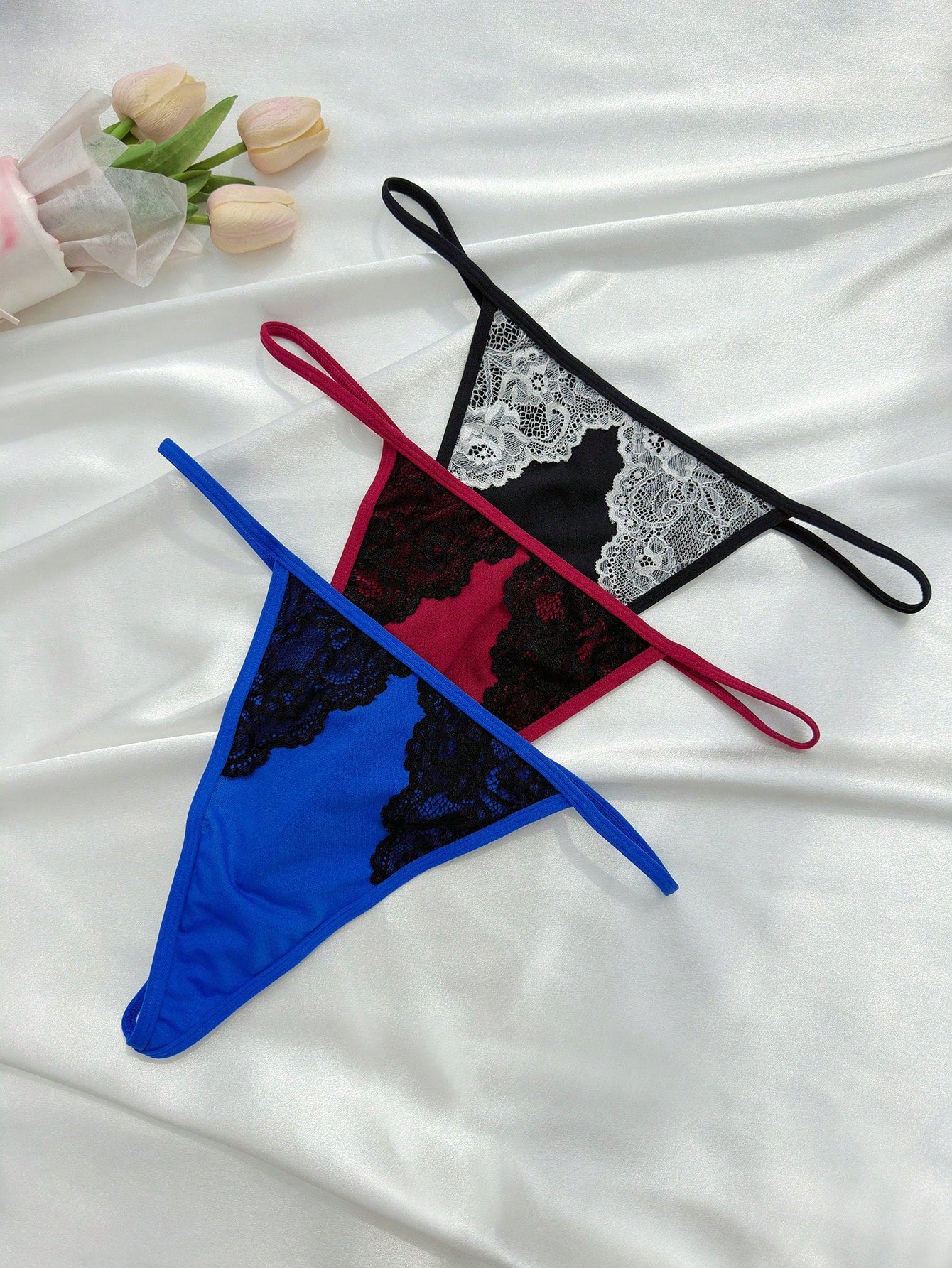 Underwear&Sleepwear Basics Plus Size Lace Patchwork Thong Panties