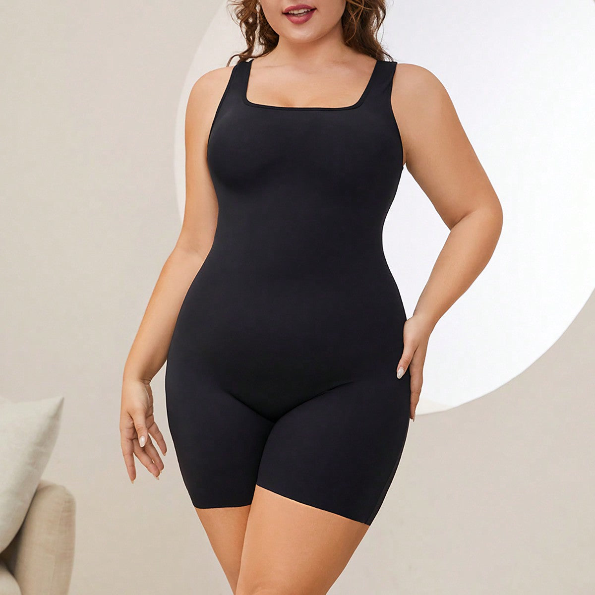 Women's Plus Size Stretchy Corset Unitard Romper With Tummy Control And Butt Lifter