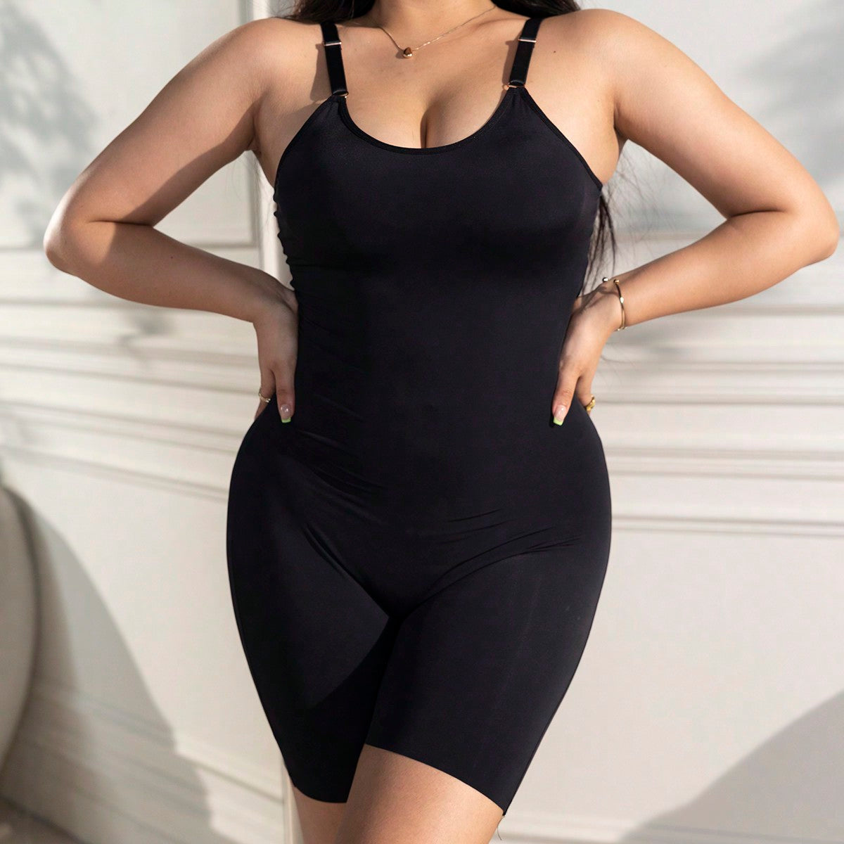 Plus Size Bow Detail Shapewear Medium Stretch Lightweight Bodysuit