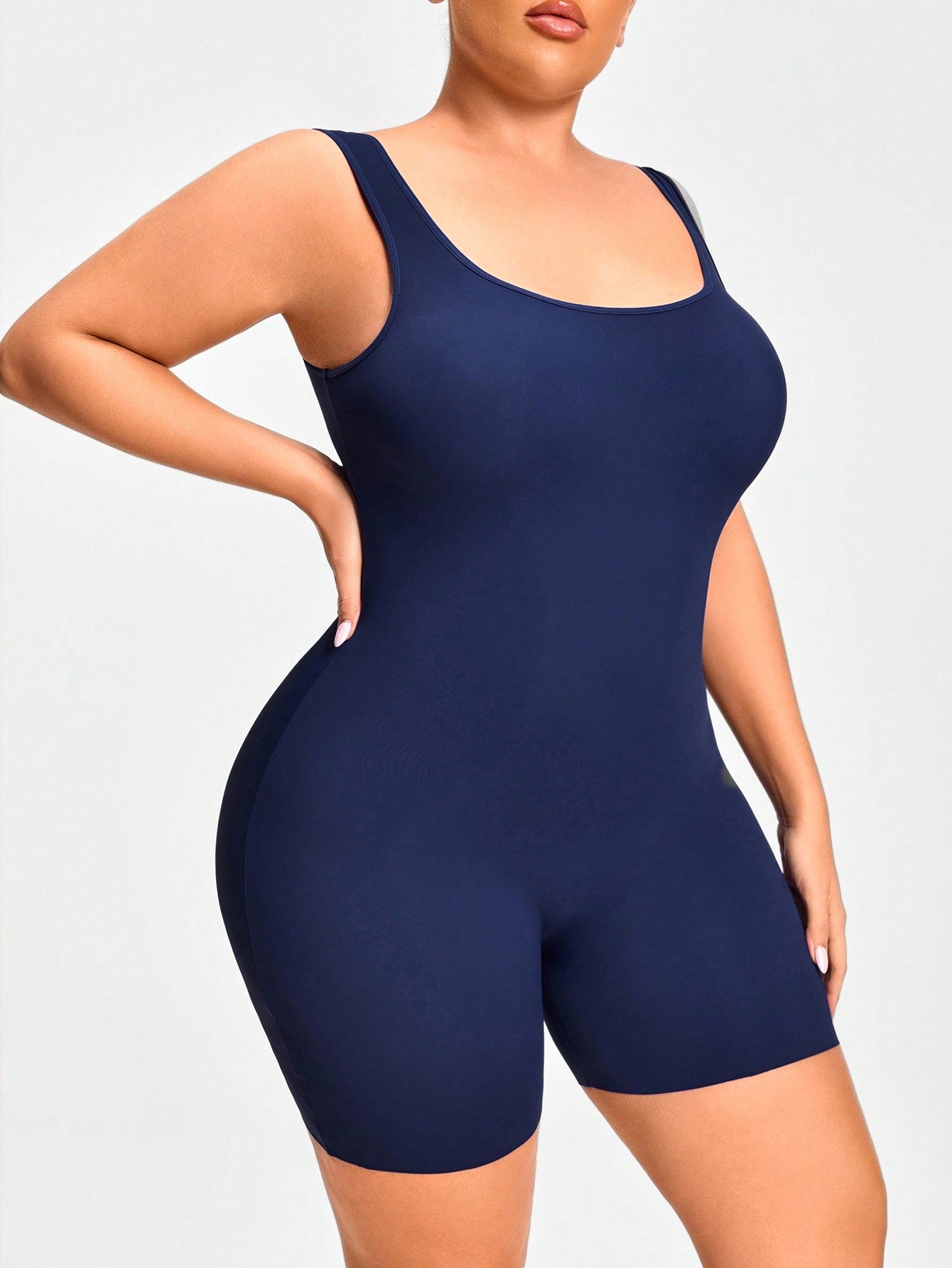 Women's Plus Size Stretchy Corset Unitard Romper With Tummy Control And Butt Lifter