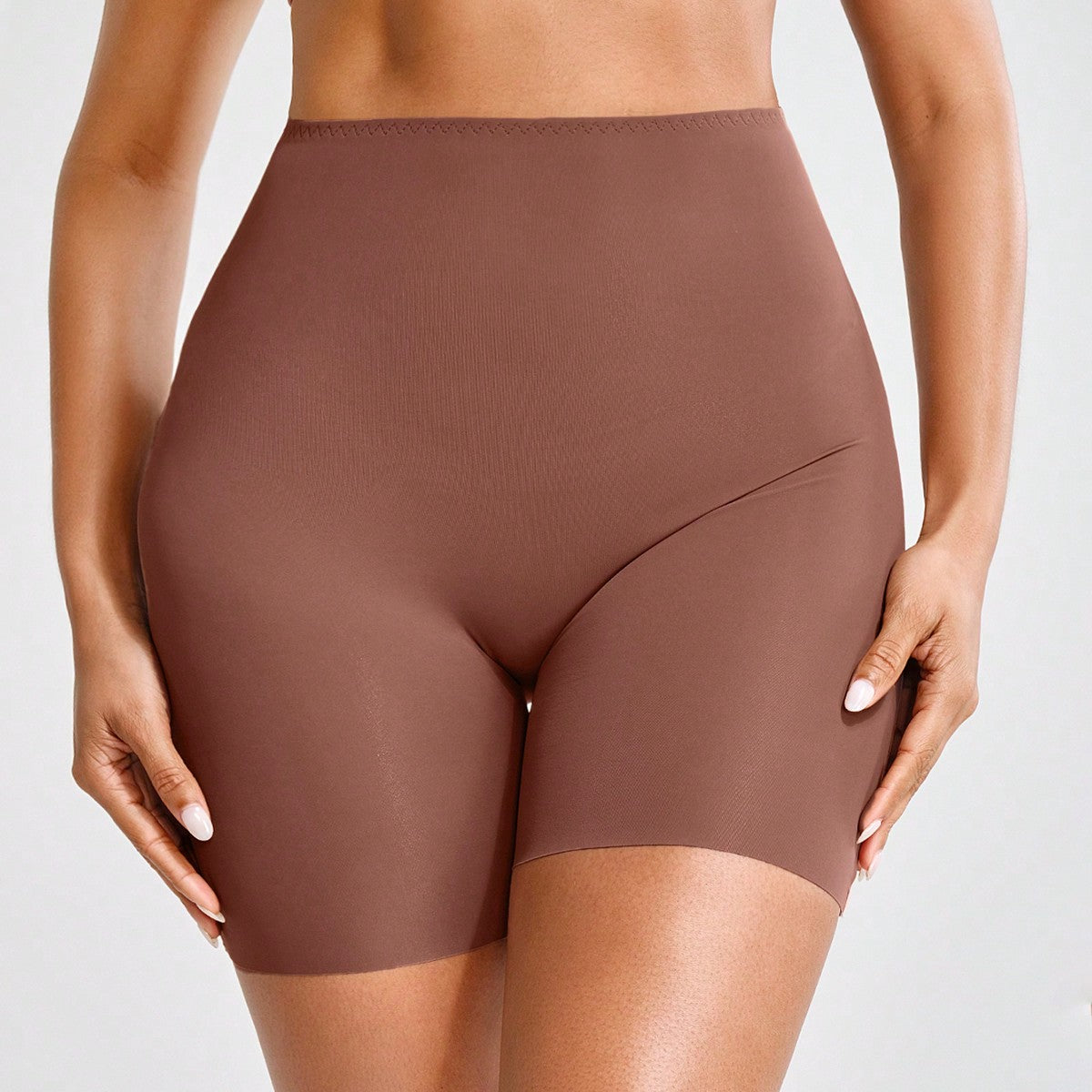 Seamless High-waisted Square Cut Ice Silk Safety Pants For Women, Anti-chafing And Tummy Control Leggings