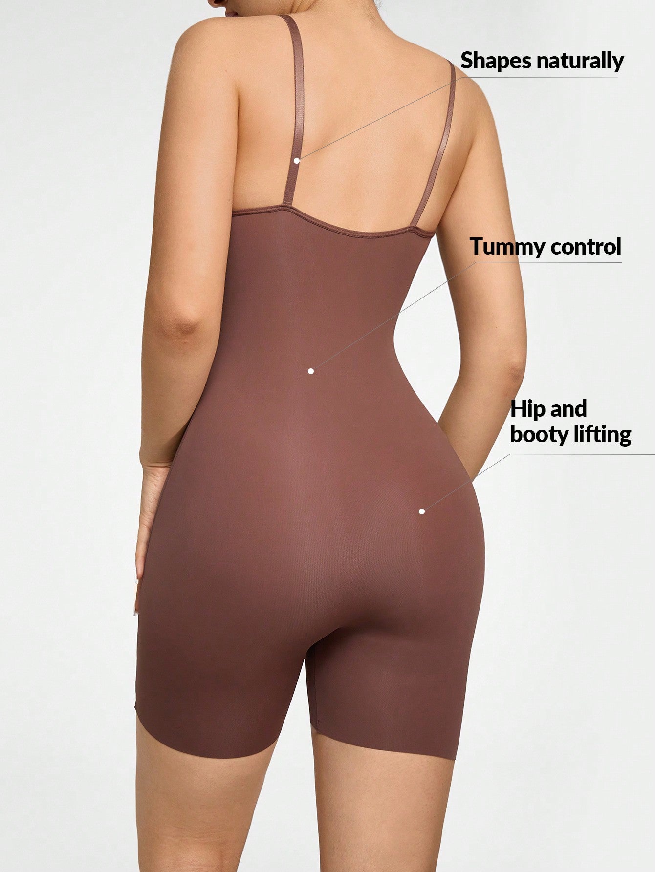 Low Back Black Shapewear Bodysuit Body Shaper Bust & Butt Lifter With Adjustable Straps-Tummy Waist Control