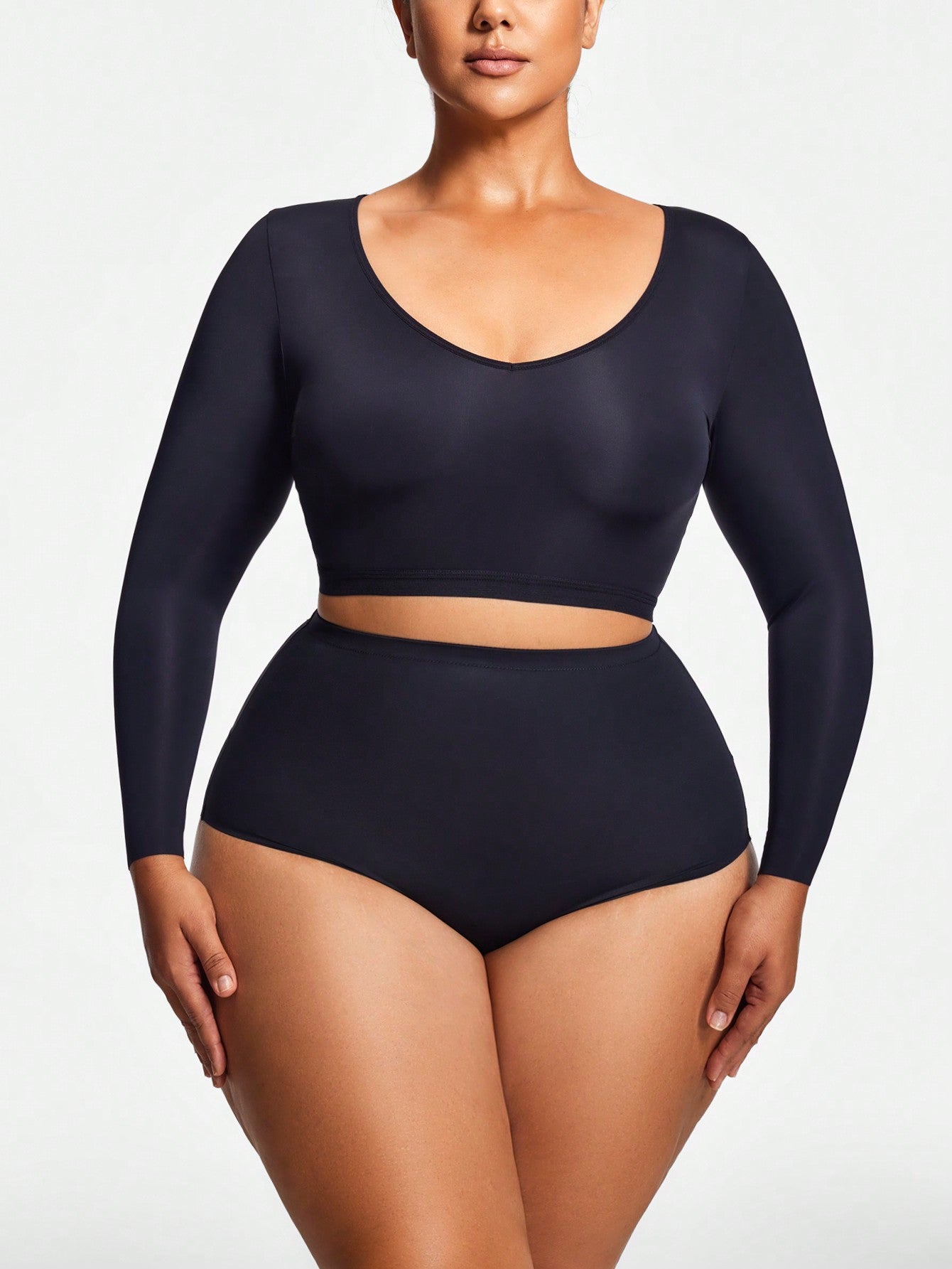 Plus Size  long sleeve short sun protection   Shapewear Bodysuits